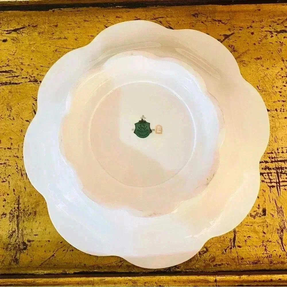 Vintage STW Bavaria 10” Raised Serving Bowl Courting Couples Porcelain Serveware